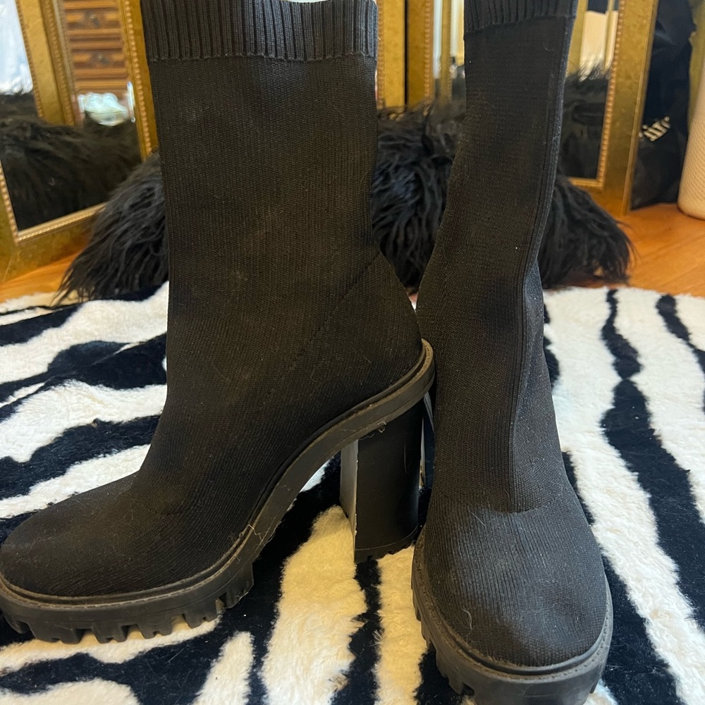 Black Sock Heeled Booties